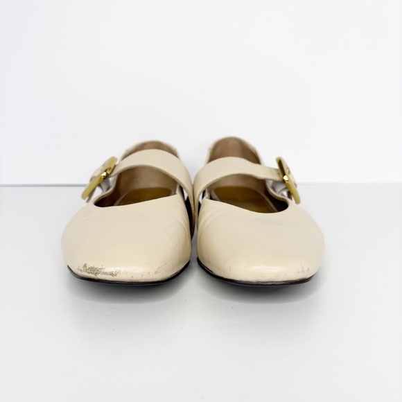 Maeve Buckle Mary Jane Flats Beige Leather Size 40 - Picture 3 of 10